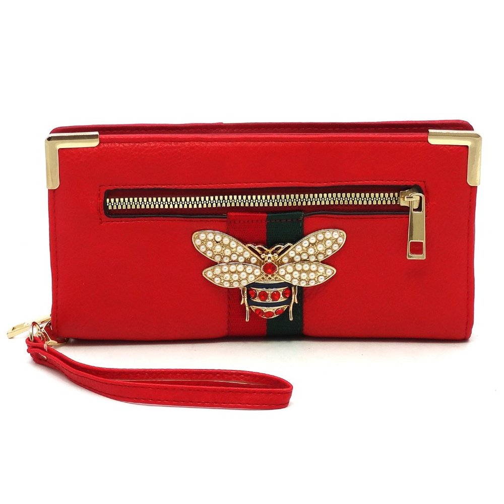 Bee Stripe Clutch Wallet- Wristlet